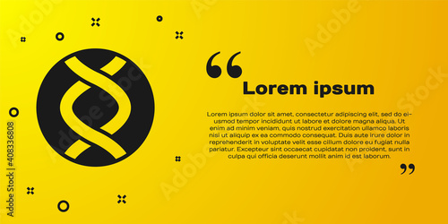 Black DNA symbol icon isolated on yellow background. Genetic engineering, genetics testing, cloning, paternity testing. Vector.