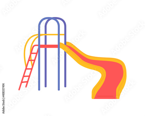 Colorful kids slide with ladder for fun games on playground a Vector illustration