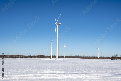 Wind farm in winter in upstate New York