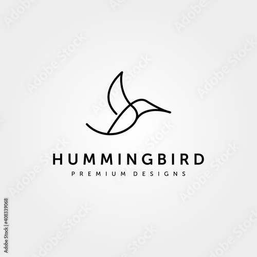 hummingbird logo line art minimalist vector illustration design