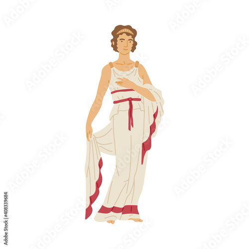 Roman woman in white toga - female cartoon character from Ancient Rome