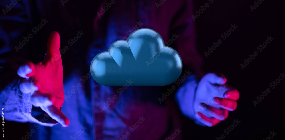 Naklejka premium Cloud computing, Cloud computing and Big data concept, Cloud computing technology 3d