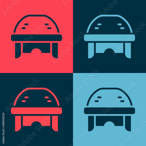 Photography Pop art Hockey helmet icon isolated on color background. Vector.