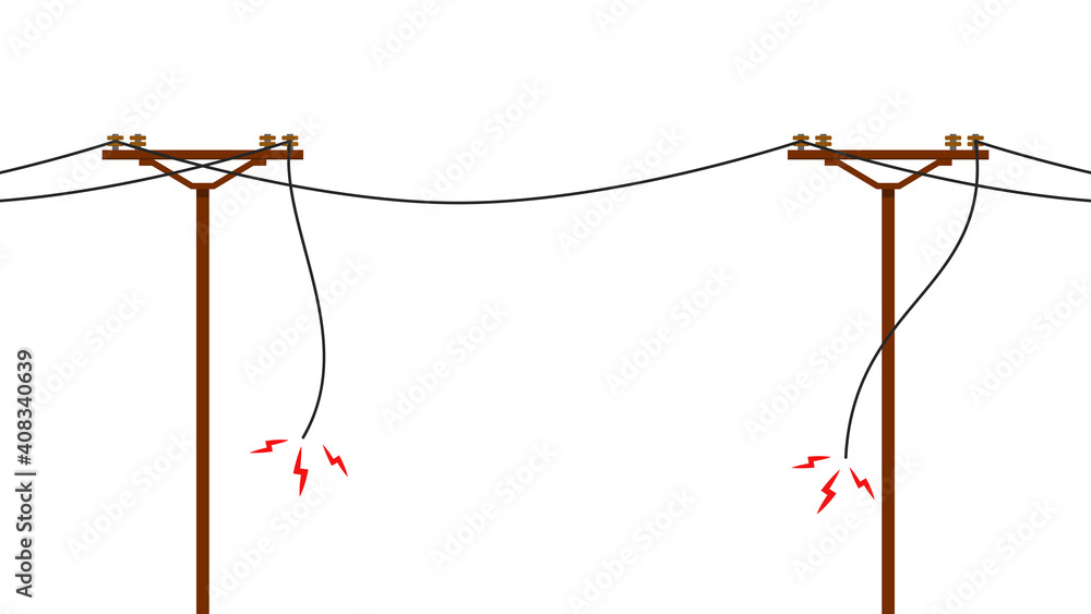 Broken electric pole vector. electric pole on white background. free ...