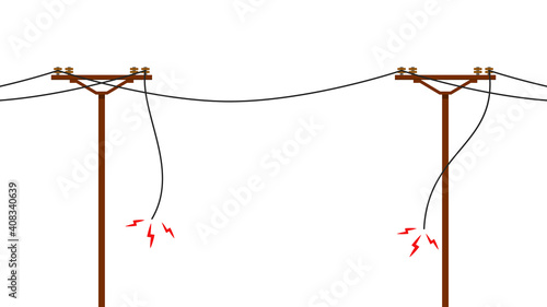 Broken electric pole vector. electric pole on white background. free space for text.
