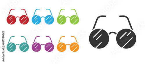 Black Eyeglasses icon isolated on white background. Set icons colorful. Vector.