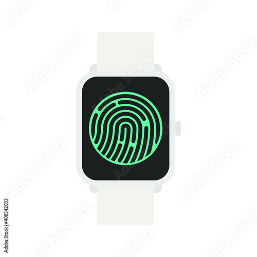 smartwatch with fingerprint icon. vector illustration