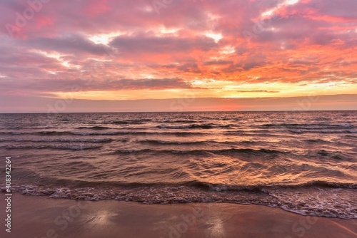 Blazing Sunset Over Chao Lao Beach in Chanthaburi Province