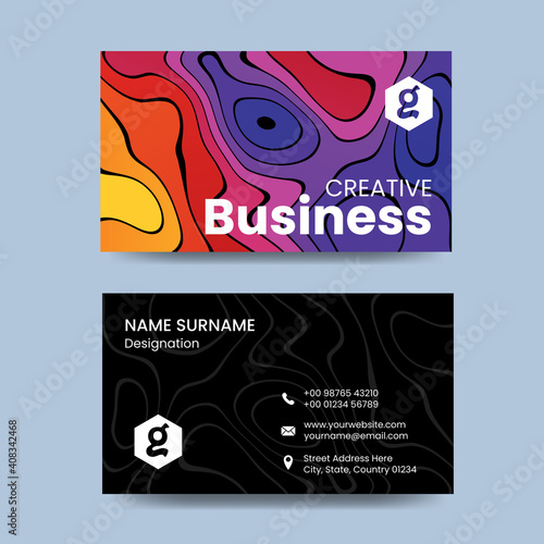 Abstract colourful business card. Colourful vector visiting card template.