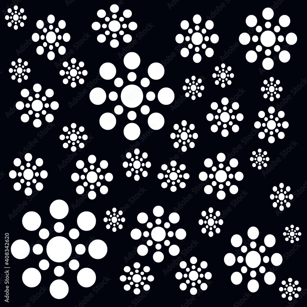 seamless pattern with snowflakes with natural flower.