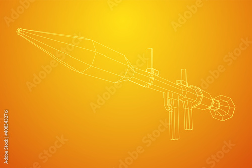Anti-tank rocket propelled grenade launcher - RPG 7. Wireframe low poly mesh vector illustration.