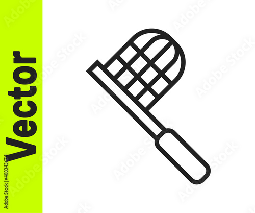 Black line Butterfly net icon isolated on white background. Vector.