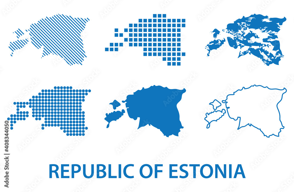 Fototapeta premium map of Republic of Estonia - vector set of silhouettes in different patterns