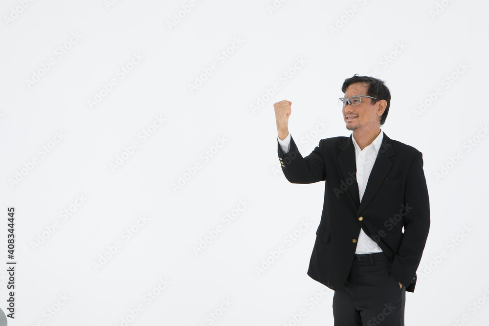 portrait Asian business man wearing formal suit standing white background copy space portrait Asian business man wearing formal suit standing white background copy space