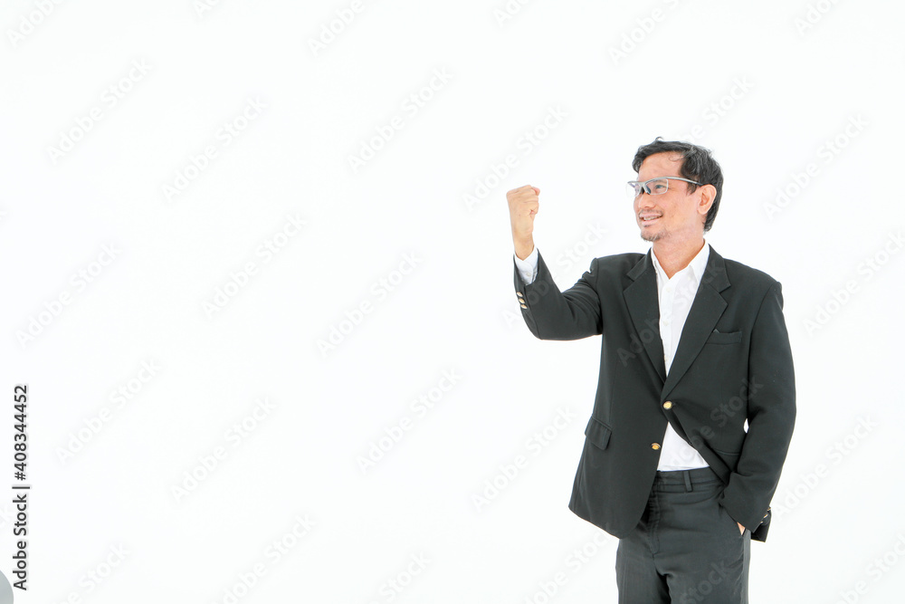 portrait Asian business man wearing formal suit standing white background copy space portrait Asian business man wearing formal suit standing white background copy space