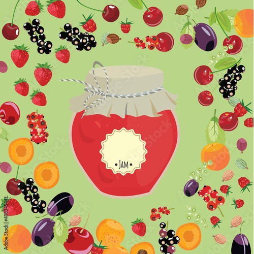 Vector Jar And Berries
