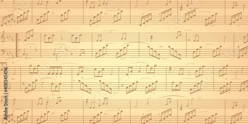 Retro background of musical notes.Old music sheet  .Vector illustration.
