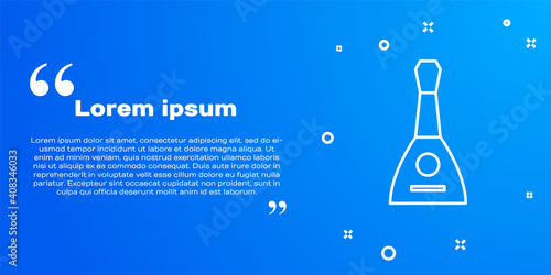 White line Musical instrument balalaika icon isolated on blue background. Vector.