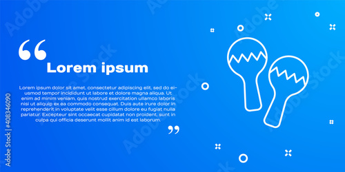 White line Maracas icon isolated on blue background. Music maracas instrument mexico. Vector.