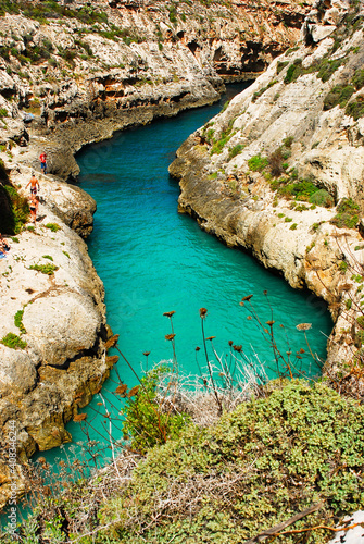 Wied il Ghasri between very high impressive cliffs near Marsalforn in Gozo Maltese Islands photo