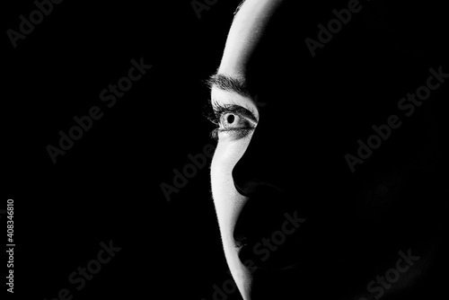 black and white portrait of a beautiful woman with sexy look