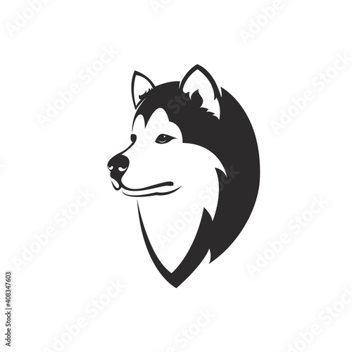 Vector of a dog head design( Siberian Husky) on white background. Easy editable layered vector illustration. Wild Animals. Pets.