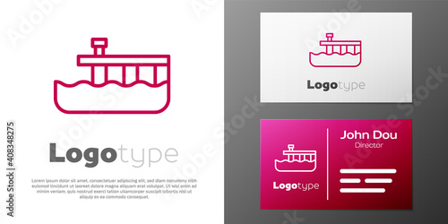 Logotype line Beach pier dock icon isolated on white background. Logo design template element. Vector.