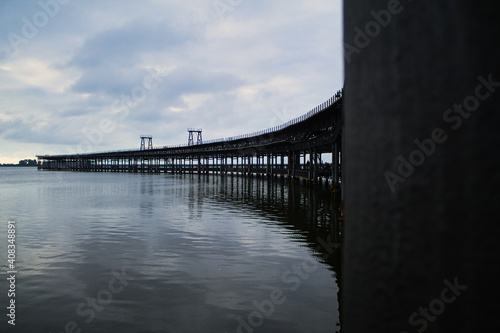 metallic pier entering the sea in spain andalusia