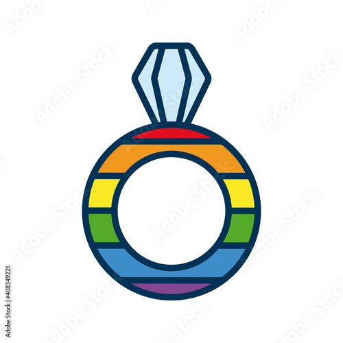 ring married with lgtbi flag flat style icon
