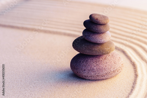 Canvas Print Meditation zen garden with stones on sand