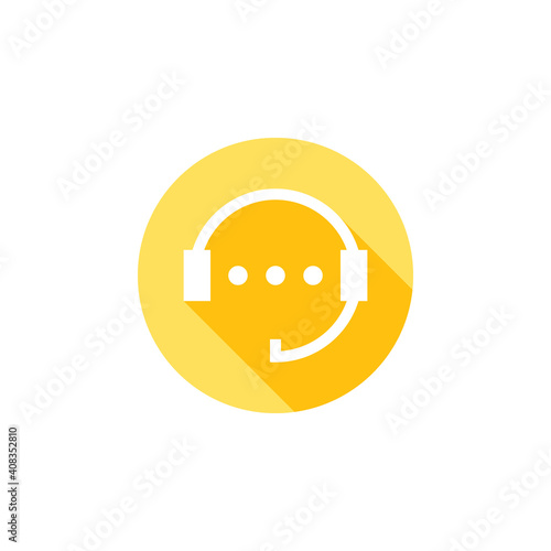Support icon. Online support icon. Hotline support service with headphones. Flat design. Vector illustration