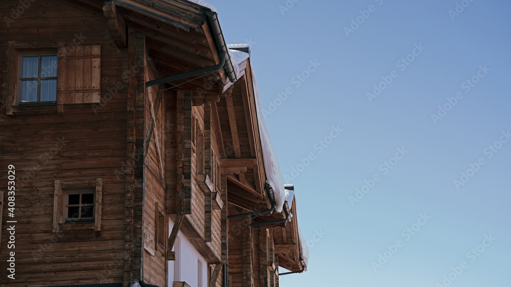 Obraz premium beautiful wood house in alpine architecture in austria