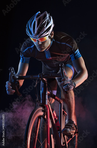 Sport. Athlete cyclists in silhouettes on white background.