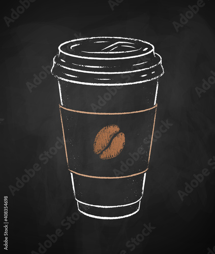 Coffee paper cup on chalkboard background