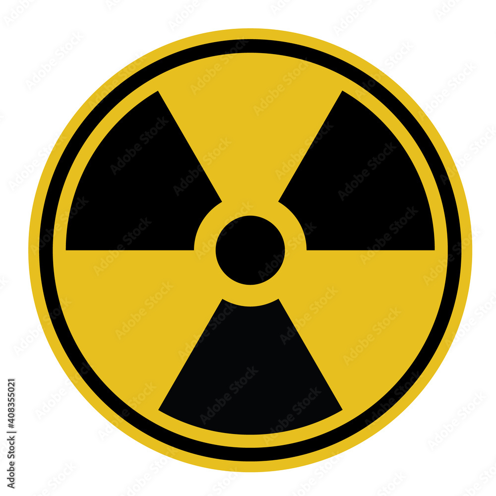 Radioactivity symbol illustration black and yellow icon Radioactivity symbol illustration black and yellow icon