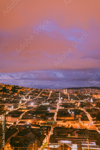 Fototapeta Naklejka Na Ścianę i Meble -  Sunset over the city of Quito, Ecuador