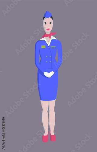 flight attendant woman vector illustration