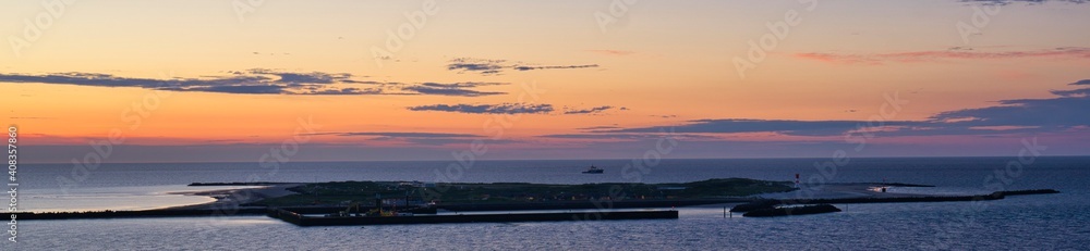 island Heligoland - island dune - sunrise at the north sea