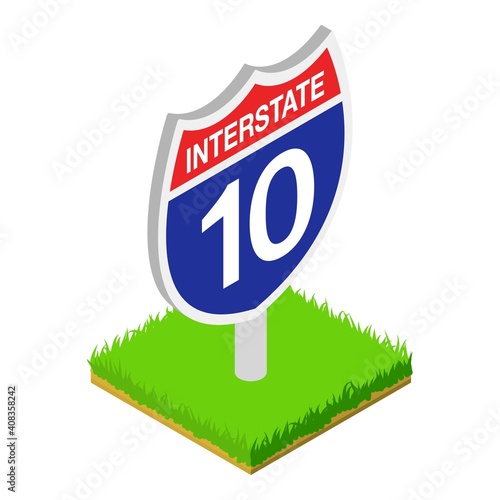 Interstate sign icon. Isometric illustration of interstate sign vector icon for web