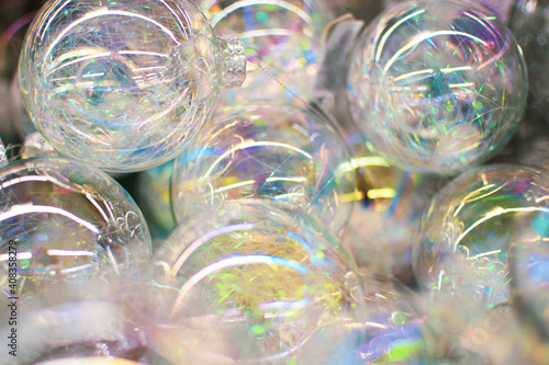 A beautiful transparent Glass Christmas balls in shop