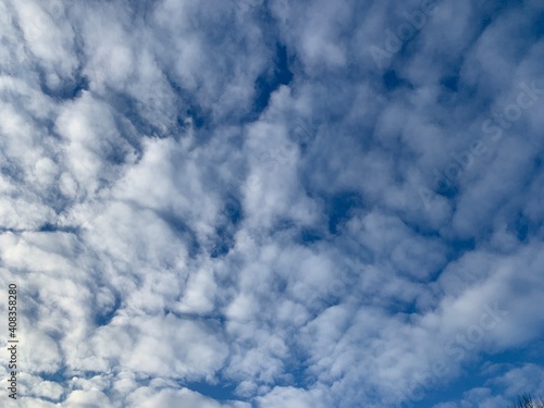 Fluffy clouds in the blue sky