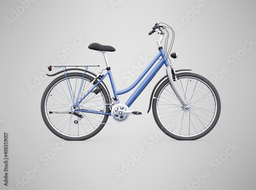 3d rendering isolated bike with trunk from the back on gray background with shadow