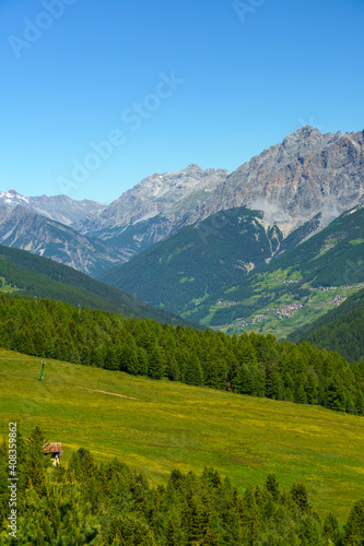 Passo Gavia, mountain pass in Lombardy, Italy, at summer