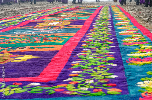 Sawdust carpet for the Good Friday - Antigua, Guatemala