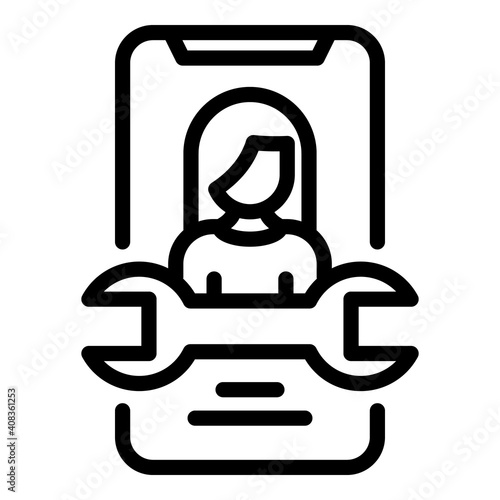 Agent online repair icon. Outline agent online repair vector icon for web design isolated on white background