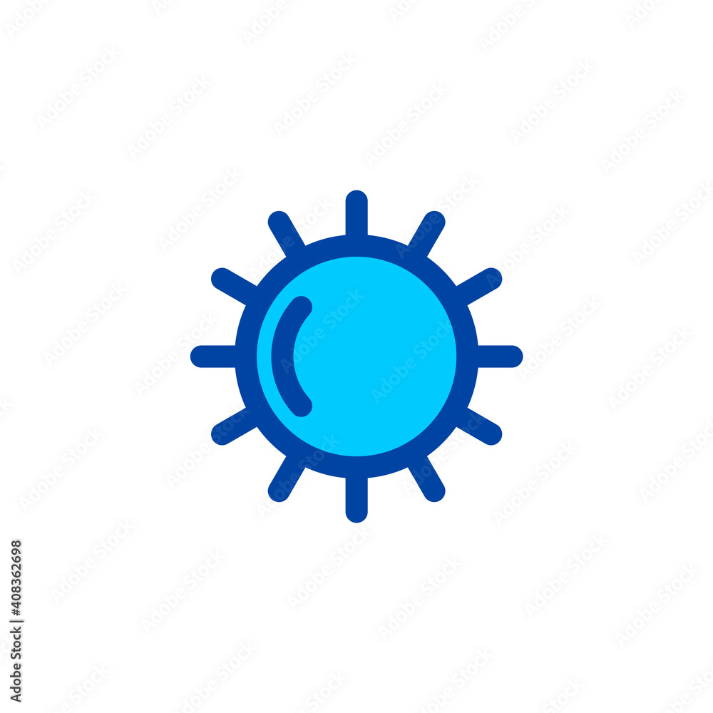 Bright sun icon in blue color style. Pixel perfect icon. Vector Bright sun icon in blue color style. Pixel perfect icon. Vector