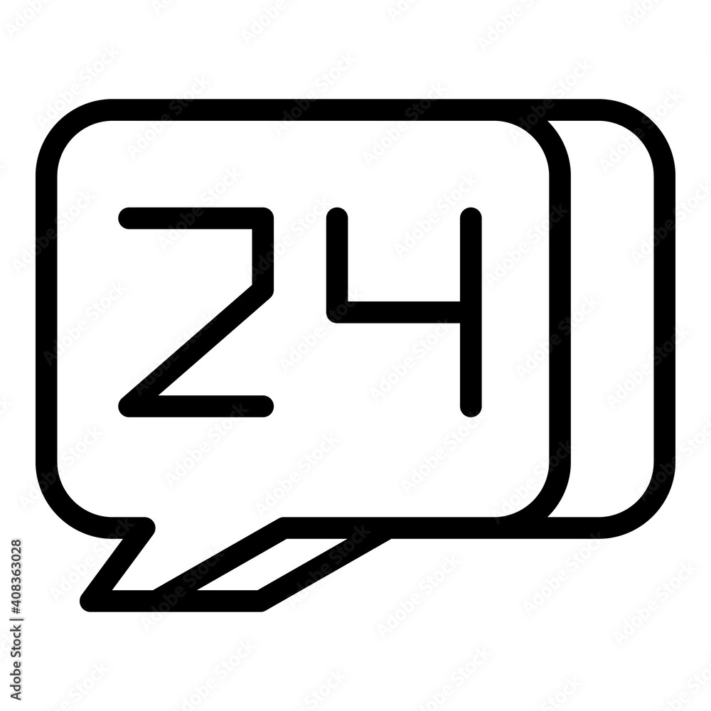 24 hours chat support icon. Outline 24 hours chat support vector icon for web design isolated on white background 24 hours chat support icon. Outline 24 hours chat support vector icon for web design isolated on white background