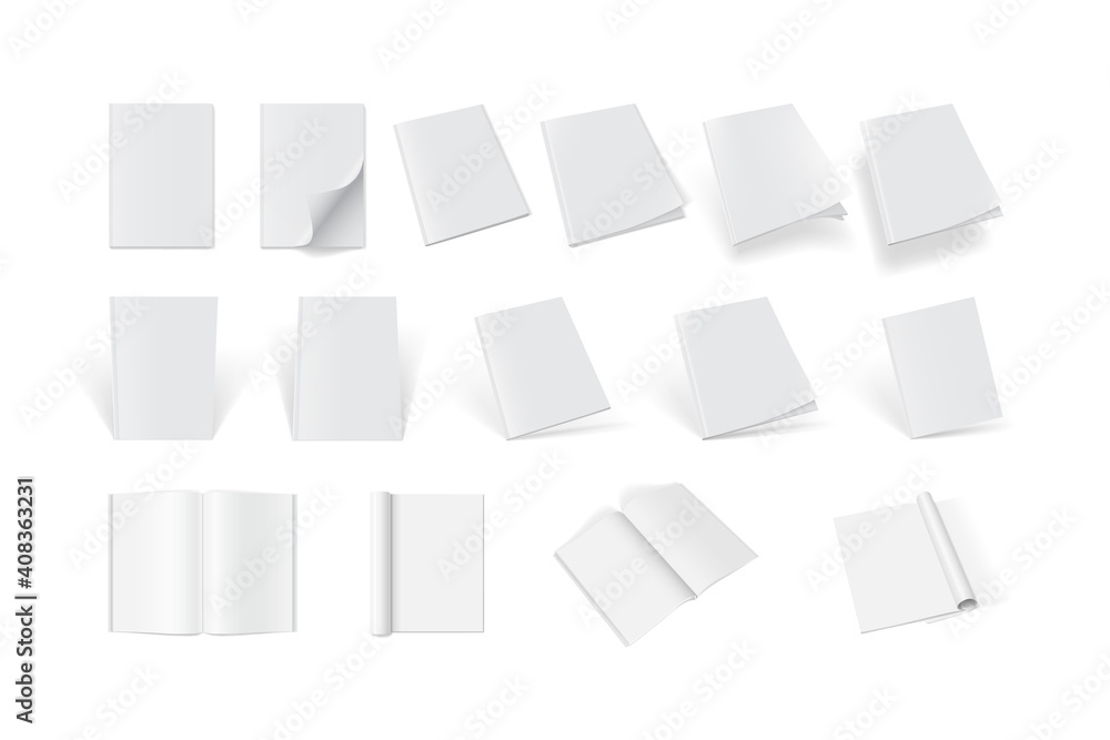 set of magazine covers from different sides on a white background vector mock up set of magazine covers from different sides on a white background vector mock up