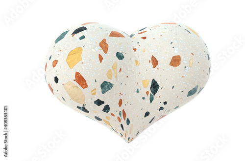 Valentines heart 3D render - -modern concept digital illustration of a stone asphalt heart. Valentines concept illustration