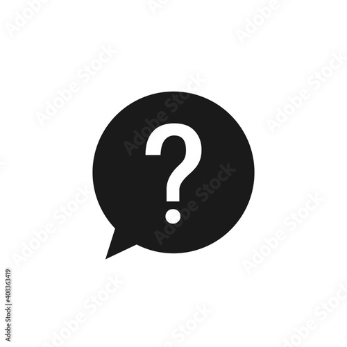 Question mark in speech bubble. Help sign. Support concept. Message bubble symbol. Vector isolated on white. 